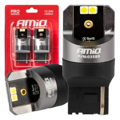 AMiO Becuri LED seria CANBUS PRO W21W 4×3030 SMD Alb 12/24V
