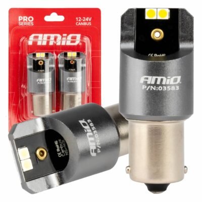 AMiO LED CANBUS seria PRO BA15S P21W 4x3030 SMD Alb 12/24V